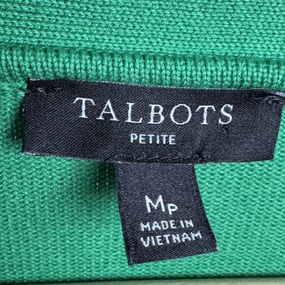 Talbots Petite Medium Green Cardigan Sweater Button Front Long Sleeve Preppy - Picture 5 of 13